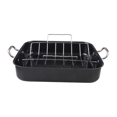 Cooks Aluminum Roasting Pan with Rack, Color: Black - JCPenney