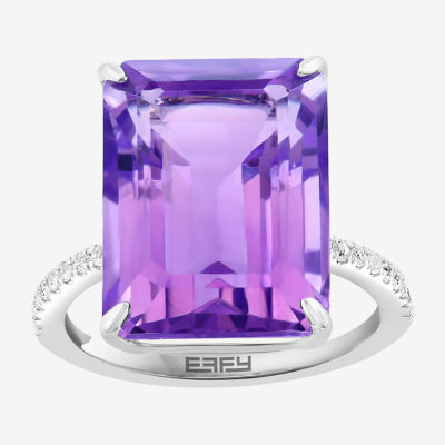 Effy Womens Genuine Purple Amethyst Genuine White Sapphire Sterling