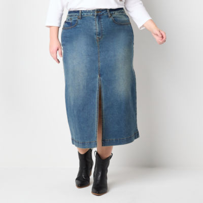 High waisted jean skirt jcpenney best sale