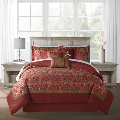 Riverbrook Home Bellagio 7-pc. Jacquard Midweight Comforter Set 83261,  Color: Red - JCPenney