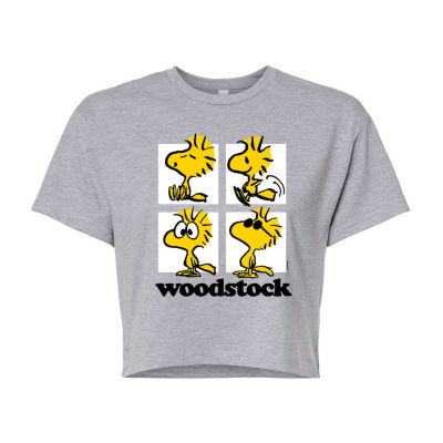 Peanuts Woodstock Cropped Tee Womens Crew Neck Long Sleeve