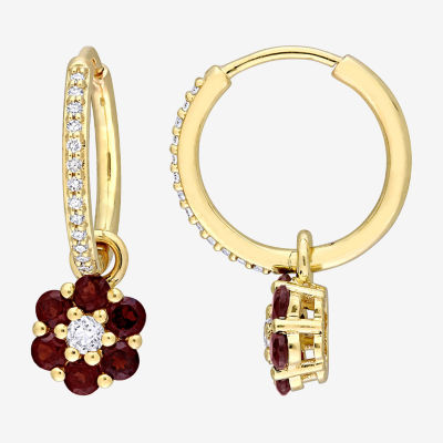 Flower Garnet Earrings