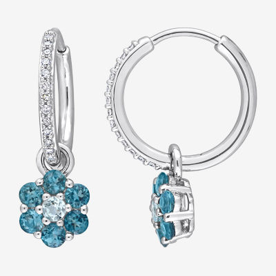 Genuine Blue Topaz 10K White Gold Flower Drop Earrings - JCPenney