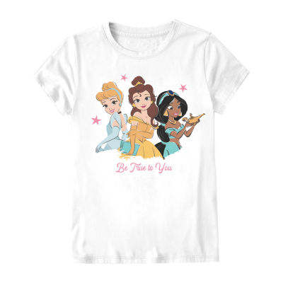 Disney Collection Little & Big Girls Crew Neck Princess Short Sleeve  Graphic T-Shirt