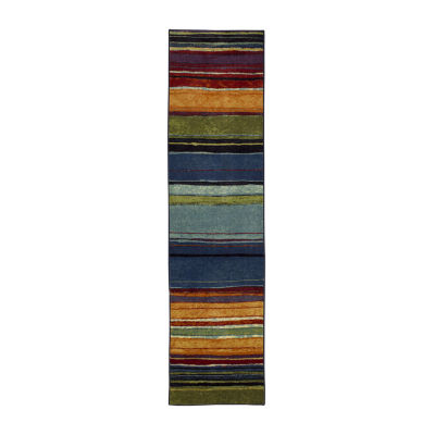 Stripes Abstract Rainbow Cut to Size Multicolor 26 Width x Your Choice Length Custom Size Slip Resistant Runner Rug