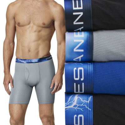 Hanes Sport X-Temp Air Mesh Mens 4 Pack Long Leg Boxer Briefs