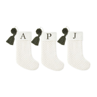 North Pole Trading Co. Ivory Knit Monogram Christmas Stocking Collection - JCPenney