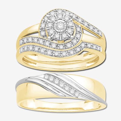 Trio wedding deals ring sets cheap