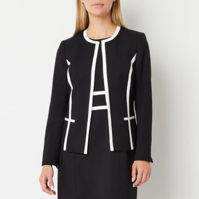 White jacket with black on sale trim