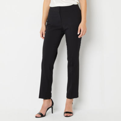 Black Label by Evan-Picone Crepe Womens Straight Fit Straight Suit Pants,  Color: Black - JCPenney