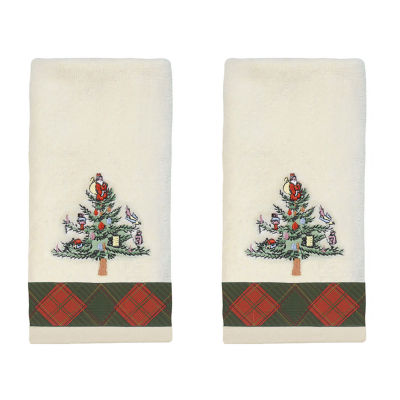 Spode Christmas Tree Tartan 2 pc. Fingertip Towel Color Ivory