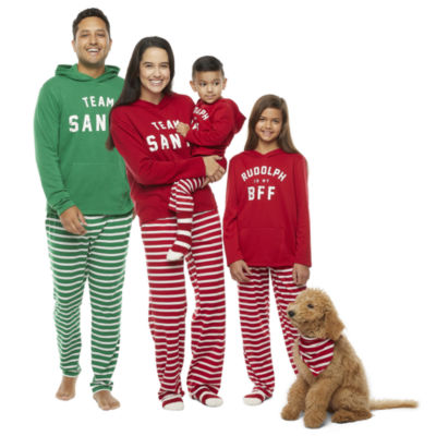 Cute Santa Stitch Candy Cane Family Pajama Sets - Family Christmas