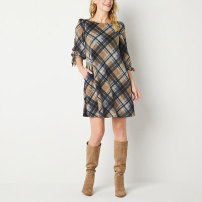 Jessica Howard 3/4 Sleeve Shift Dress, Color: Navy Tan - JCPenney