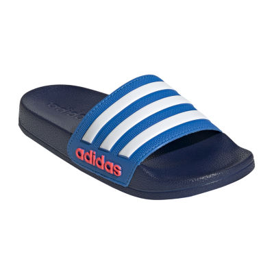 adidas Little Shower White - Big Sandals, Boys Color: JCPenney & Adilette Slide Blue Dark