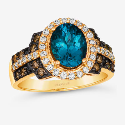 Le Vian Ring featuring Deep Sea Blue Topaz Chocolate Diamonds Nude Diamonds set in 14K Honey Gold Color London Blue Topaz JCPenney