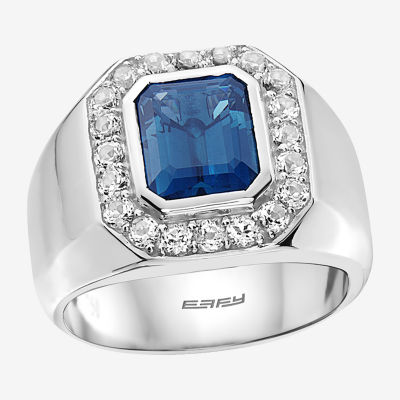 Effy Mens Genuine Blue & White Topaz Sterling Silver Fashion Ring