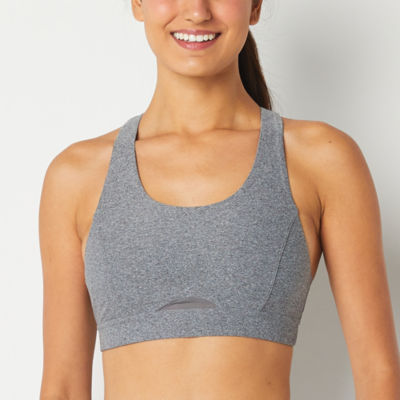 Xersion Junior's Medium Support Black & Grey Spacedye Sports Bra