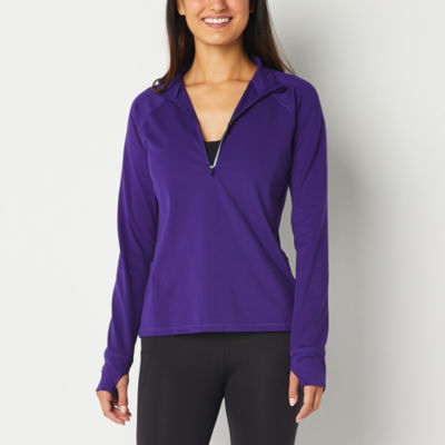 Xersion Womens Mock Neck Long Sleeve Quarter-Zip Pullover Plus - JCPenney