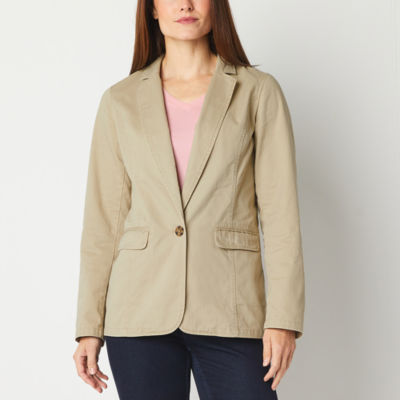 St. John's Bay Womens Fitted Blazer, Color: Biscotti - JCPenney