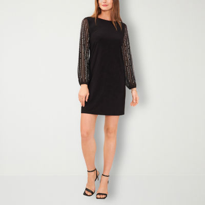 MSK Short Split Sleeve Embellished Cape Sheath Dress