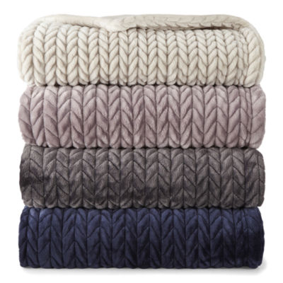 Embossed Faux-Fur Throw-JCPenney