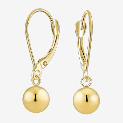 18k Gold Polished Ball Drop Dangle Hook Earrings 9.5 - 10 mm