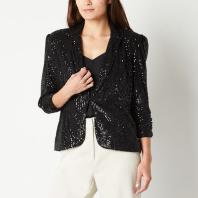 Womens black sequin clearance blazer