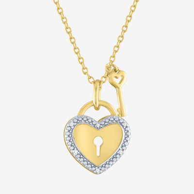 Diamond Accent Heart Locket Pendant Necklace in 10K Gold - Yellow Gold