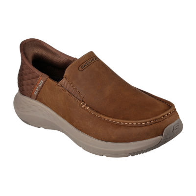 Skechers men's slip on brown sale