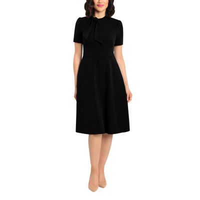 Ivy & Blue Short Sleeve Fit + Flare Dress, Color: Black - JCPenney