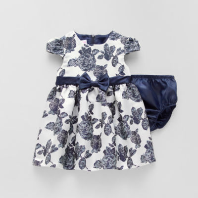 Bonnie Jean Baby Girls Short Sleeve Cap Fit + Flare Dress, Color: Navy - JCPenney