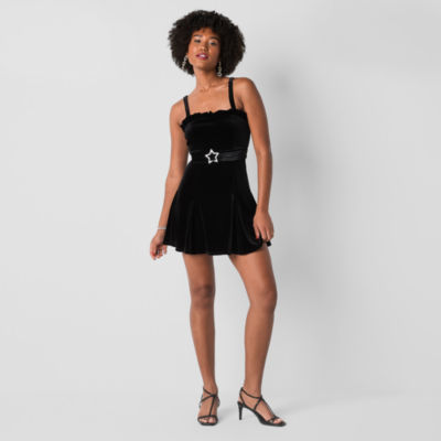 Johnny Wujek for JCPenney Womens Juniors Sleeveless Belted Fit Flare Dress