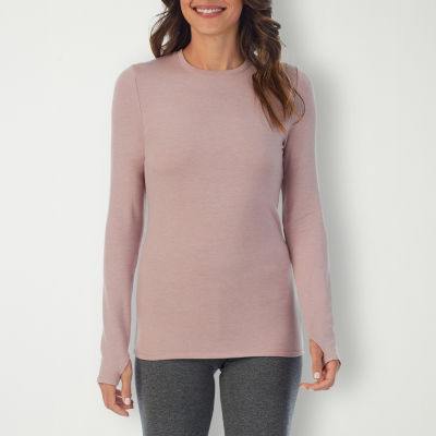 Cuddl Duds Womens Ultra Cozy Long Sleeve Crew Neck Top, Color: Mauve Shadow  Heath - JCPenney