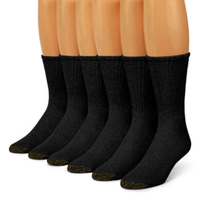 12-Pair Sock Size 10-13 Gold Toe Men's Black Cotton Crew Athletic Sock 