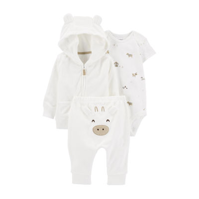 Baby Boys Terry Cardigan, Bodysuit, and Pants, 3 Piece Set