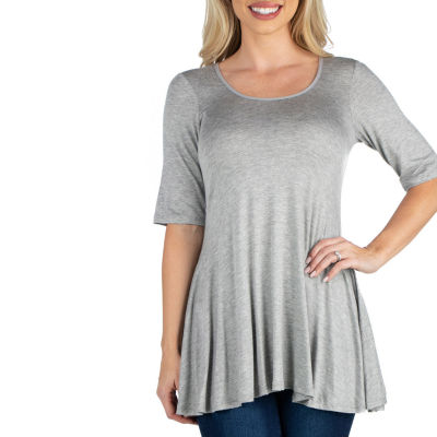 24/7 Comfort Apparel Short Sleeve Swing Tunic Top