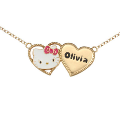 Hello Kitty Womens Enamel Hello Kitty And Sliding Pave Initial Necklace -  Letter O : Target