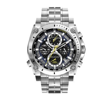 Bulova Precisionist Mens Chronograph Silver Tone Stainless Steel Bracelet Watch 96b175 JCPenney