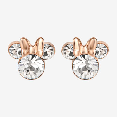 Minnie Mouse Icon Stud Earrings by CRISLU - Rose Gold