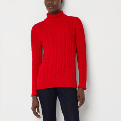 St. John's Bay Tall Womens Turtleneck Long Sleeve Pullover Sweater, Color:  Cabaret Red - JCPenney