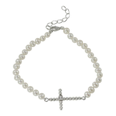 Pearl clearance cross bracelet