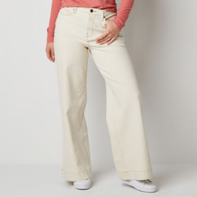 Wide leg clearance white jeans womens