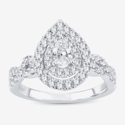 4 CT. T.W. Diamond Pear Shape Side Stone Halo Engagement Ring in 10K or 14K  White Gold - JCPenney