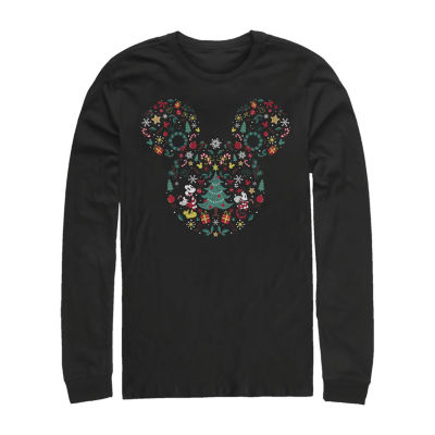 Mens Oversized Christmas Mickey Mouse Disney License T-Shirt - Black