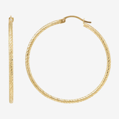 Elegant 40mm Round Hoop Earrings - Gold Filled Brass, Endless French Wire Closure