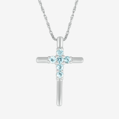 Aquamarine cross deals pendant