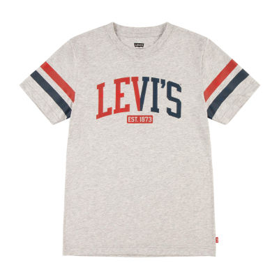 Big Boys Crew Neck Short Sleeve Graphic T-Shirt, Color: Lt Grey Heather