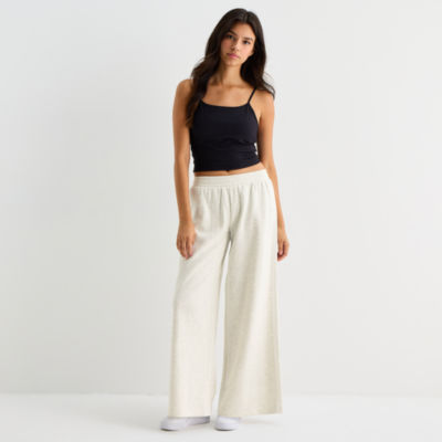 Arizona Womens Juniors Straight Fleece Sweatpant, Color: Heather