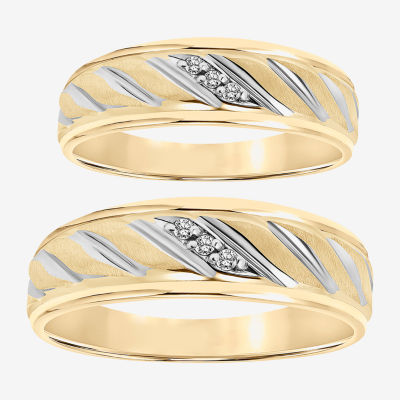 Unisex Adult Diamond Accent Natural White Diamond 10K Two Tone Gold ...