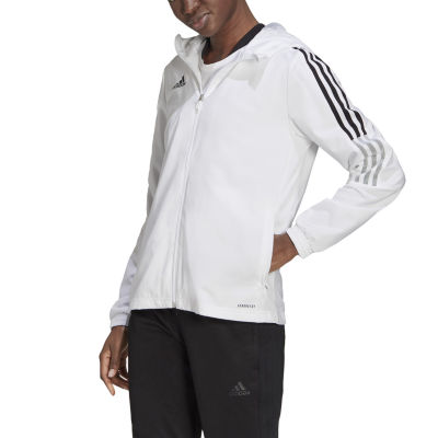 adidas Hooded Lightweight Jacket, Color: White JCPenney
